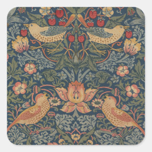 Pegatina Cuadrada William Morris Strawberry Thieves Aves