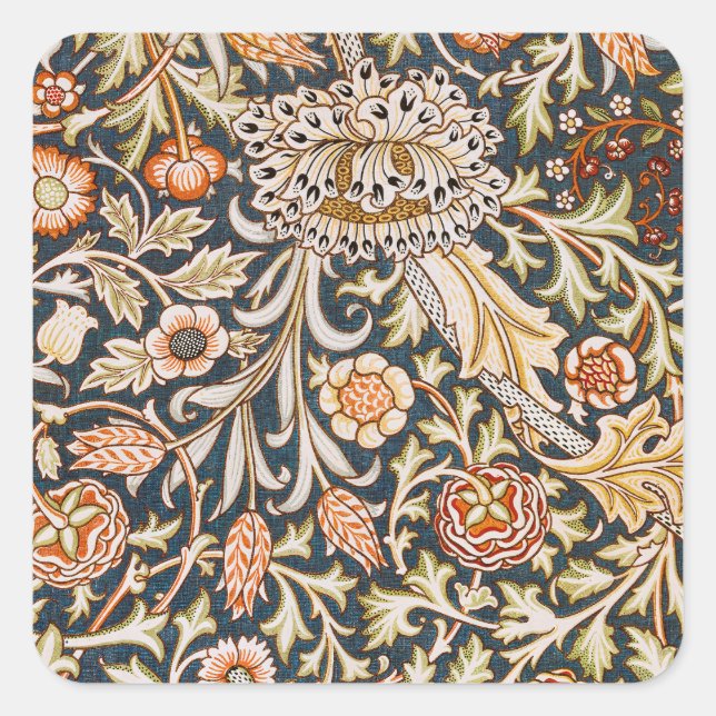 Pegatina Cuadrada William Morris Trent Garden Flower Pattern Classic (Anverso)