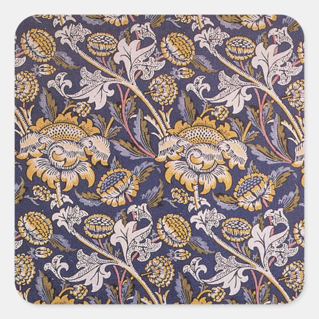 Pegatina Cuadrada William Morris Wey Floral Wallpaper (Anverso)