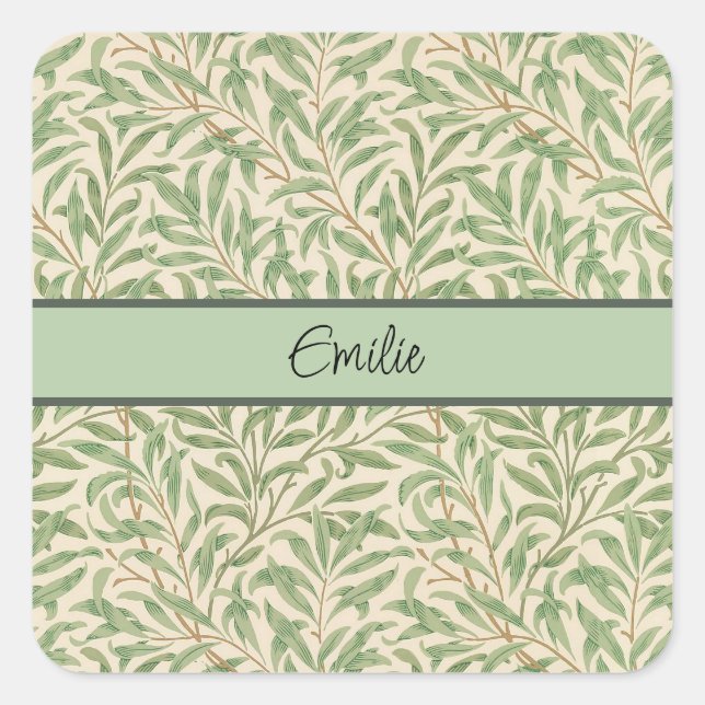 Pegatina Cuadrada William Morris Willow Bough Garden Flower Classic (Anverso)