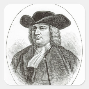 Pegatina Cuadrada William Penn grabado por Josiah Wood Whymper