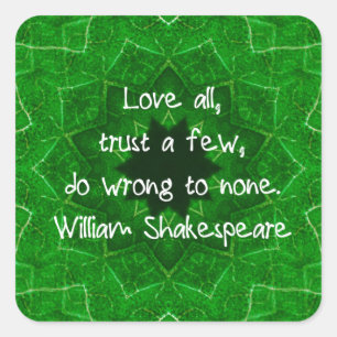 Pegatina Cuadrada William Shakespeare Amor Y Confianza En La Sabidur