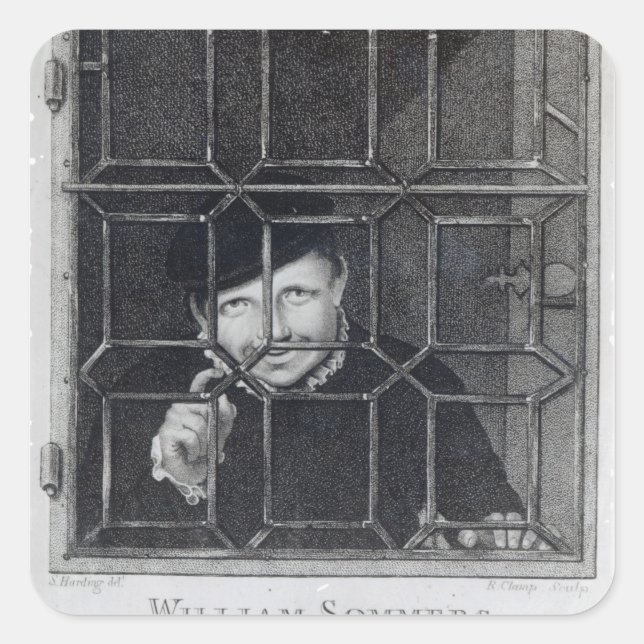 Pegatina Cuadrada William Sommers, grabado por R. Clamp, 1794 (Anverso)