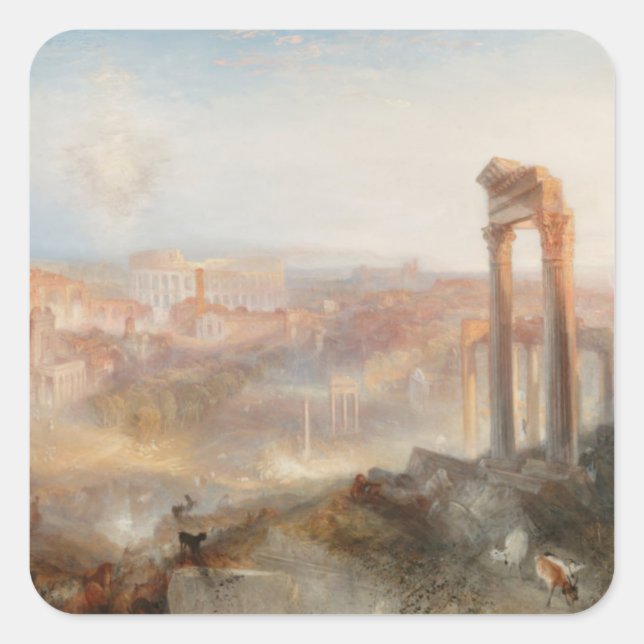 Pegatina Cuadrada William Turner British - Roma-Campo Vaccino modern (Anverso)