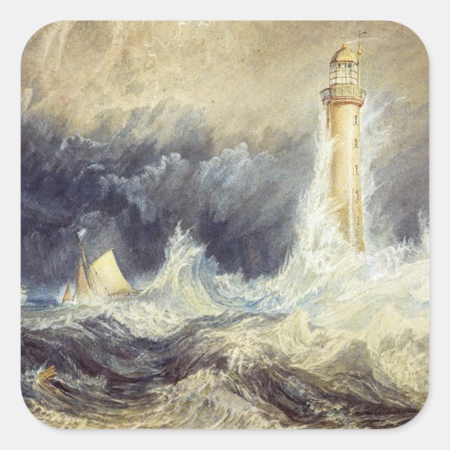 Pegatina Cuadrada William Turner - Faro de Bell Rock (Anverso)