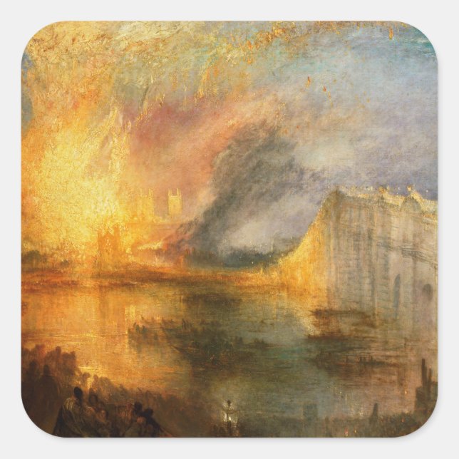 Pegatina Cuadrada William Turner - La quema del Parlamento (Anverso)