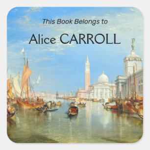 Pegatina Cuadrada William Turner - Venecia, Dogana y San Giorgio