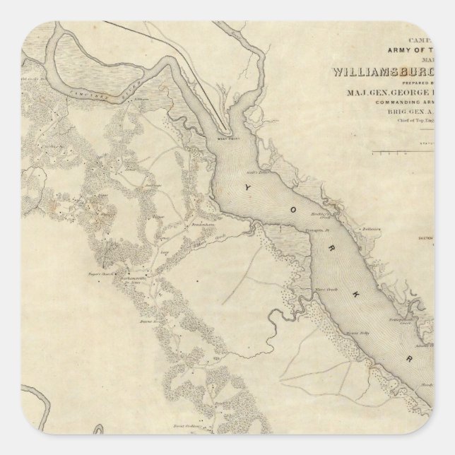 Pegatina Cuadrada Williamsburg a la Casa Blanca (Anverso)