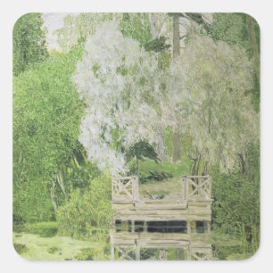 Pegatina Cuadrada Willow blanco plateado, 1904