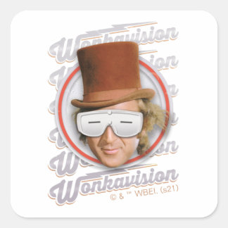 Pegatina Cuadrada Willy Wonka en Goggles de Wonkavision