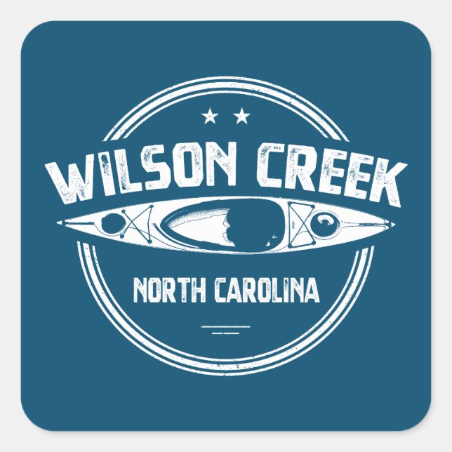 Pegatina Cuadrada Wilson Creek North Carolina Kayaking (Anverso)