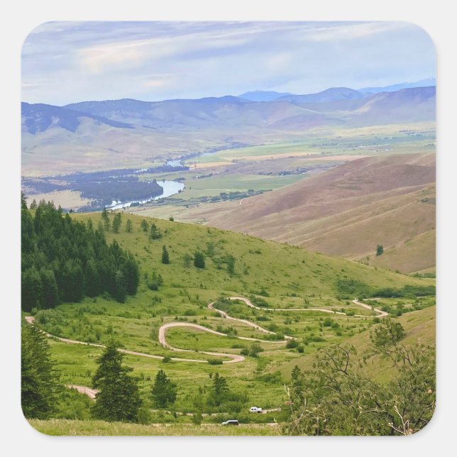 Pegatina Cuadrada Winding Road (Anverso)