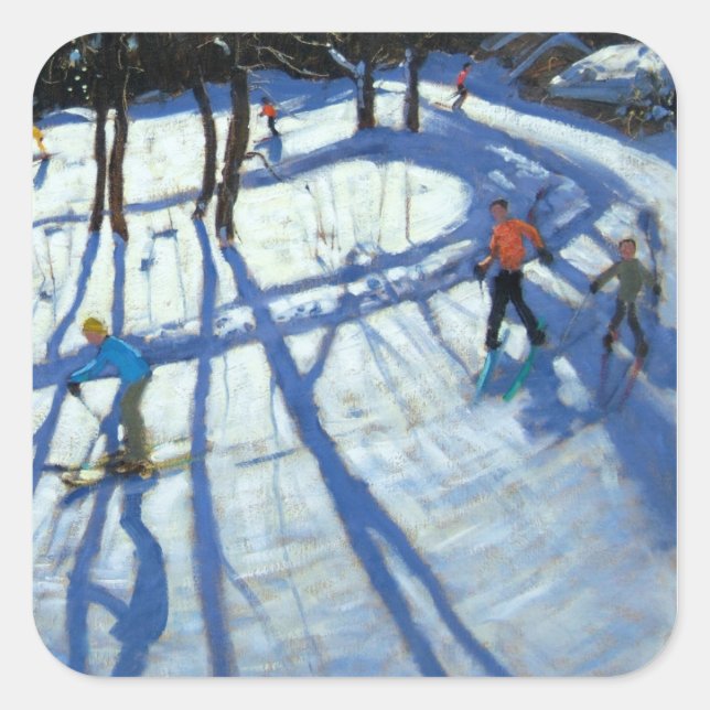 Pegatina Cuadrada Winding Trail Morzine (Anverso)