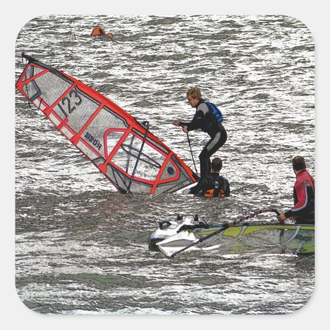 PEGATINA CUADRADA WINDSURFING (Anverso)