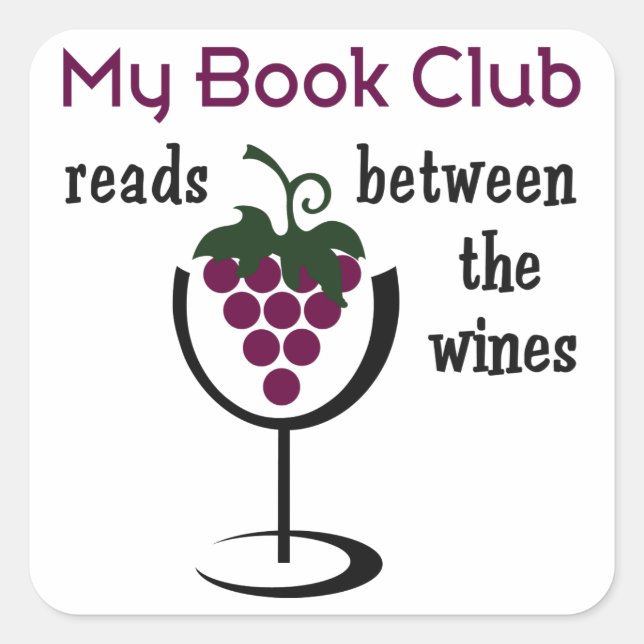 Pegatina Cuadrada Wine Book Club (Anverso)