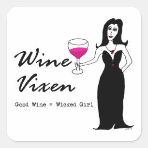 Pegatina Cuadrada Wine Vixen "Chica malvado"