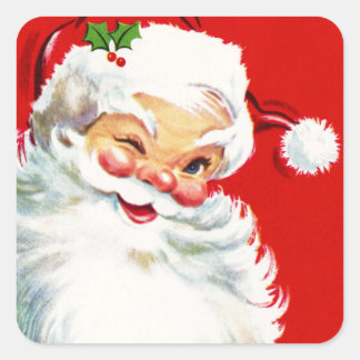 Pegatina Cuadrada Winking Santa