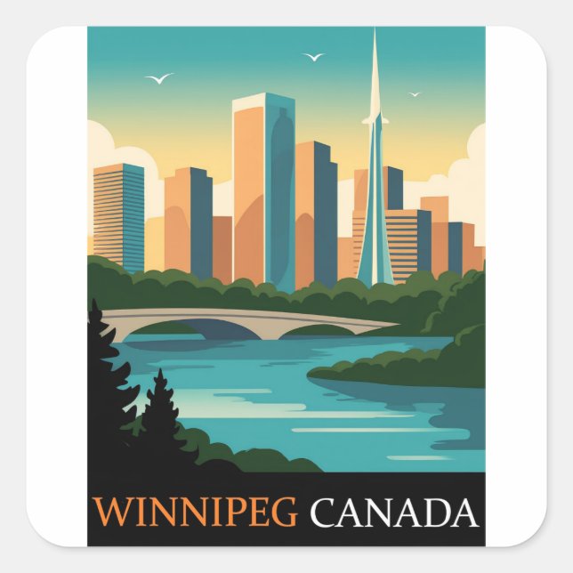 Pegatina Cuadrada Winnipeg Canada (Anverso)