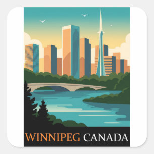 Pegatina Cuadrada Winnipeg Canada
