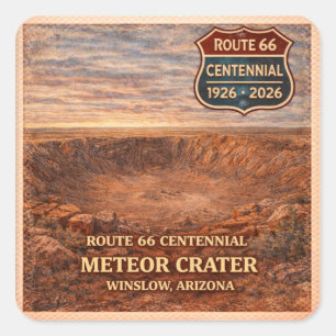Pegatina Cuadrada Winslow Arizona Cráter del Meteorito Centenario