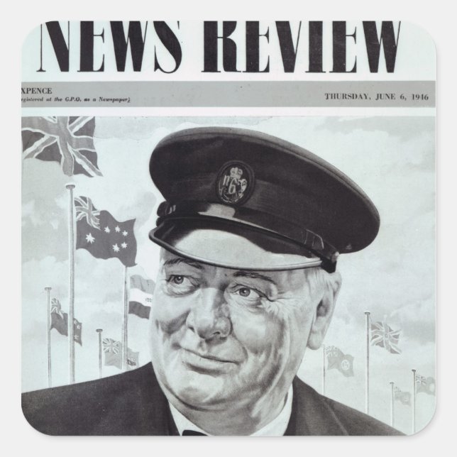 Pegatina Cuadrada Winston Churchill (Anverso)