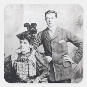 Pegatina Cuadrada Winston Churchill con el suyo madre 2