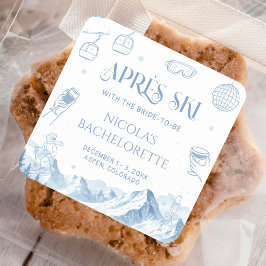 Pegatina Cuadrada Winter Apres Ski Bachelorette Party