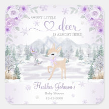 Winter Deer Purple Snowflake Baby Shower