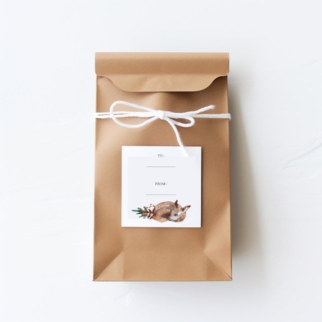 Pegatina Cuadrada Winter Deer Simple Holiday (Subido por el creador)