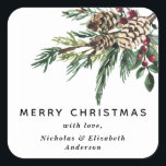 Pegatina Cuadrada Winter Holly Christmas Sticker<br><div class="desc">Navidades de agua de invierno y de bayas y envoltura de regalo o pegatina de sello para sobres. El pegatina puede ser personalizado para incluir nombres y el otro texto de diseño puede mantenerse tal cual,  editarse o eliminarse.</div>