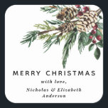 Pegatina Cuadrada Winter Holly Christmas Sticker<br><div class="desc">Navidades de agua de invierno y de bayas y envoltura de regalo o pegatina de sello para sobres. El pegatina puede ser personalizado para incluir nombres y el otro texto de diseño puede mantenerse tal cual,  editarse o eliminarse.</div>
