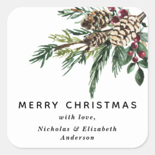 Pegatina Cuadrada Winter Holly Christmas Sticker