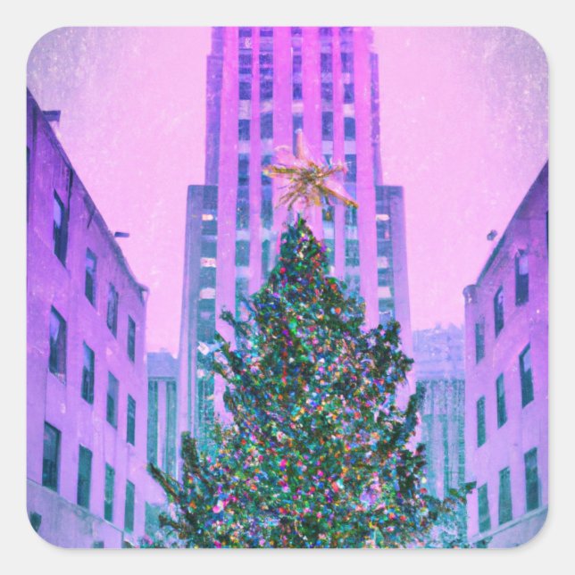Pegatina Cuadrada Winter in the City (Anverso)