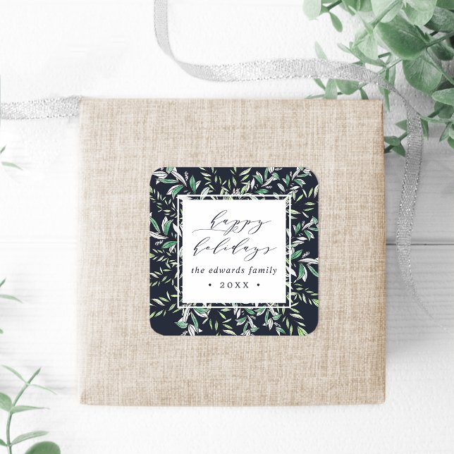 Pegatina Cuadrada Winter Sage | Festividad personalizada (Subido por el creador)