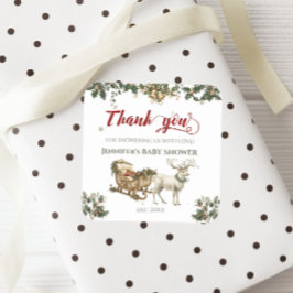 Pegatina Cuadrada Winter Santa Baby Navidades Deer Baby Shower
