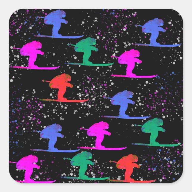 PEGATINA CUADRADA WINTER SKIER (Anverso)