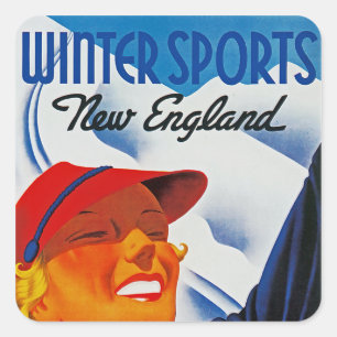 Pegatina Cuadrada Winter Sports New England