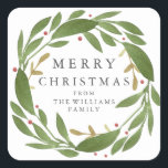 Pegatina Cuadrada Winter Sprigs Christmas Sticker<br><div class="desc">Pegatina navideña de Winter Sprigs. ¡Personalizable. Parte de una colección</div>