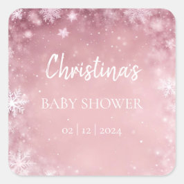 Pegatina Cuadrada Winter Wonderland Baby Shower