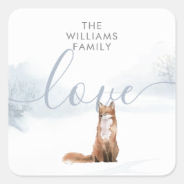Pegatina Cuadrada Winter Woodland Scene Fox