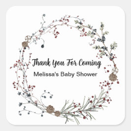 Pegatina Cuadrada Winterberry Rustic Boho Wildflower Gardens