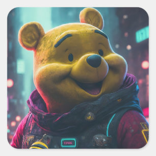 Pegatina Cuadrada Wintery Teddy