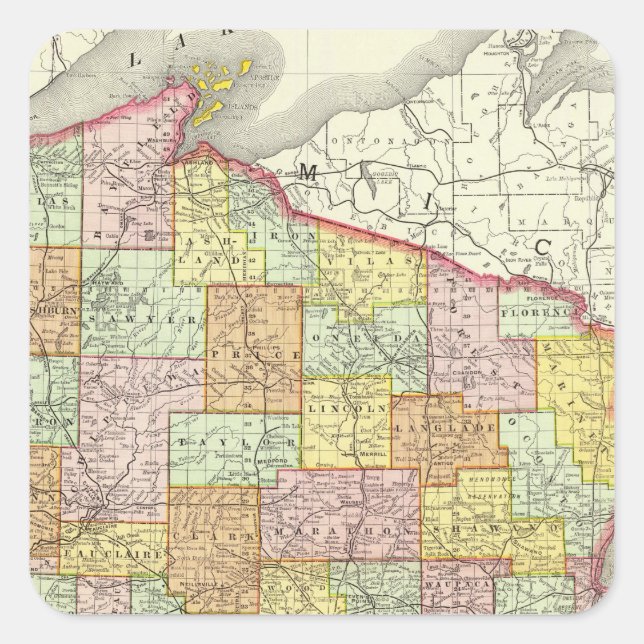 Pegatina Cuadrada Wisconsin (Anverso)