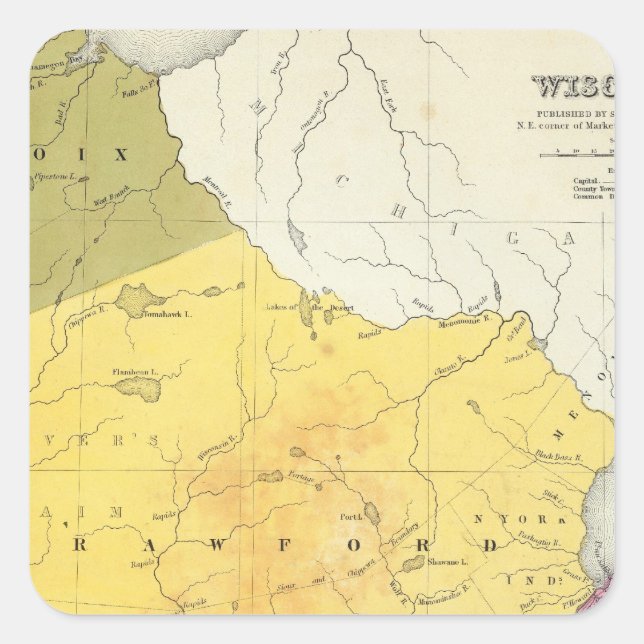 Pegatina Cuadrada Wisconsin 4 (Anverso)