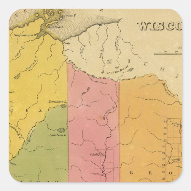 Pegatina Cuadrada Wisconsin 7 (Anverso)