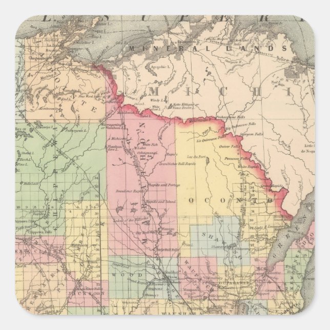 Pegatina Cuadrada Wisconsin 7 (Anverso)