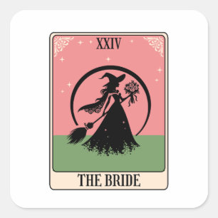 Pegatina Cuadrada witch bride tarot mystical Bachelorette Party 