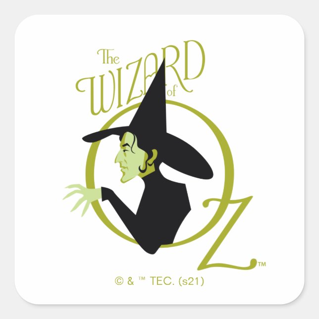 Pegatina Cuadrada Witch™ El Asistente Del Logotipo Oz™ (Anverso)