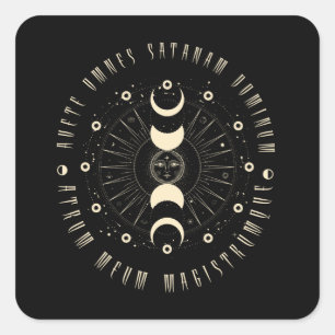 Pegatina Cuadrada Witchcraft Gothic Geometric Sun Black Magic