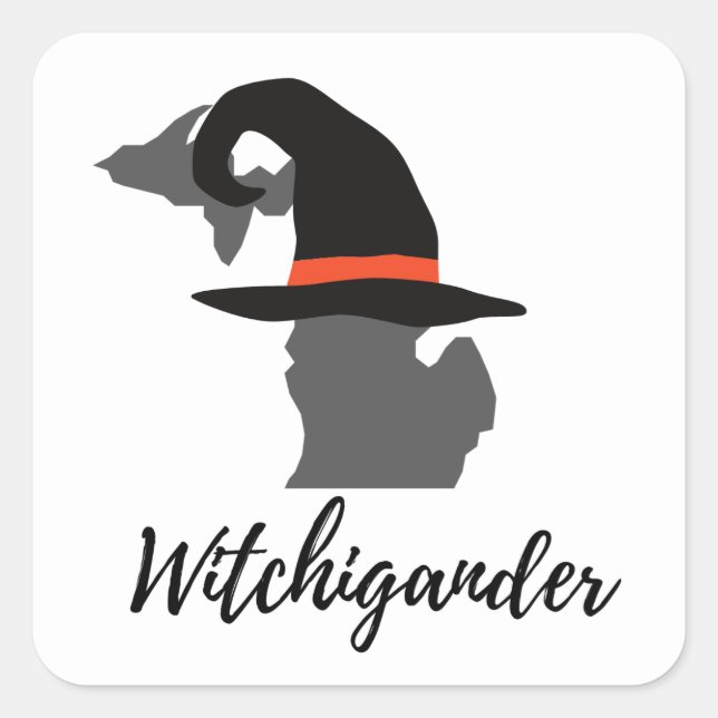 Pegatina Cuadrada Witchigander - Michigan Witch (Anverso)